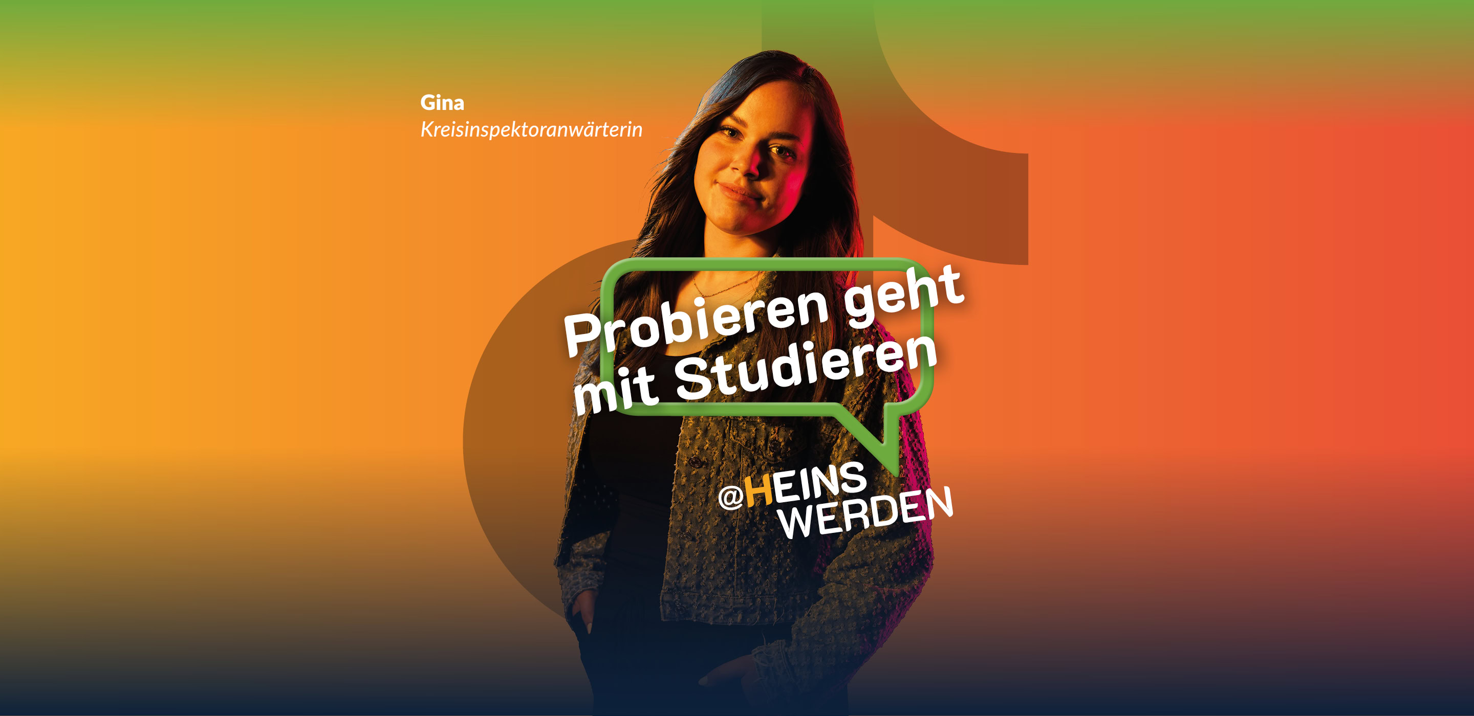 Ausbildungskampagne des Kreises Heinsberg mit Kreisinspektoranwärterin Gina und dem Slogan „Probieren geht mit Studieren“.